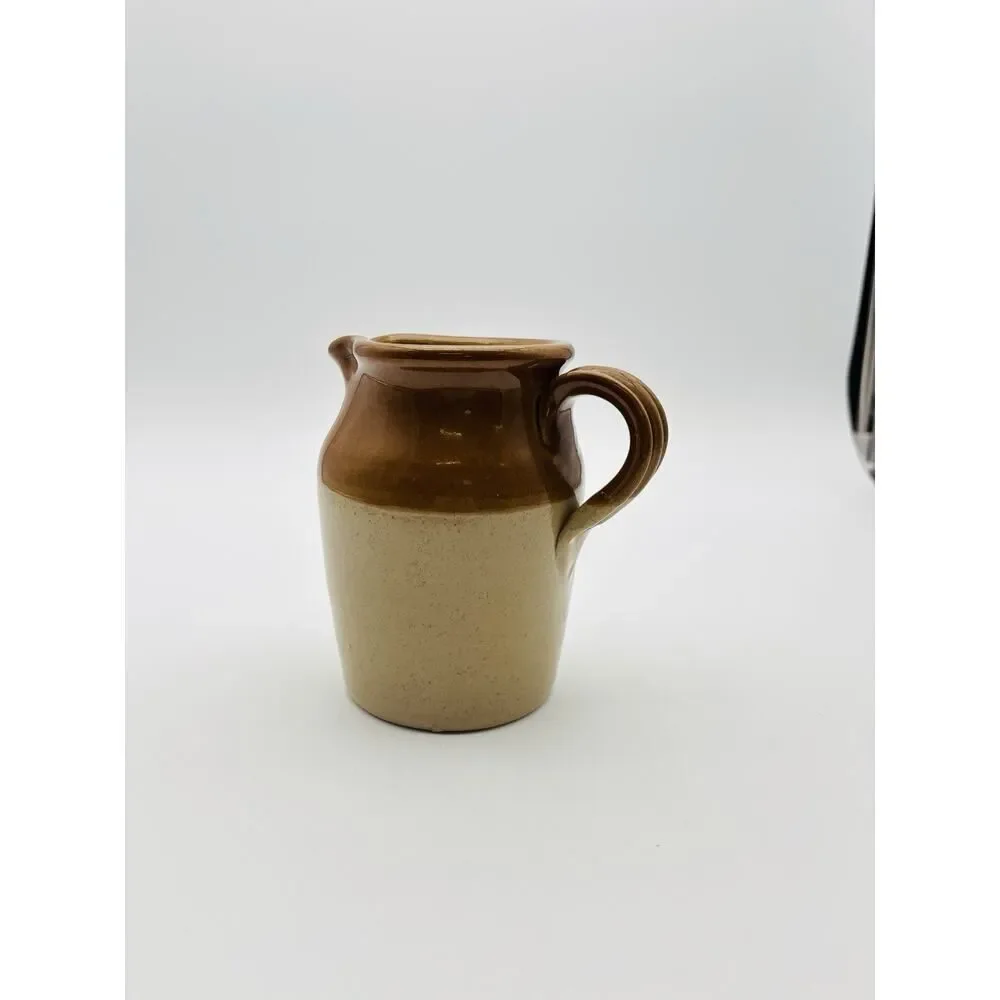 Pearsons Of Chesterfield Crock Creamer Pitcher 1960s England 2 Tone Glazed Brown